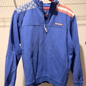 Vineyard Vines Shep Short American Flag Half-Zip Sweater